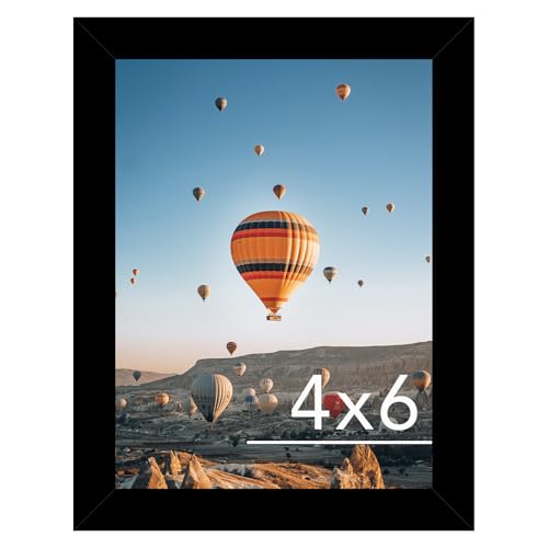 JCJMY 4x6 Picture Frame Black for Wall Hanging or Tabletop, Wall Mounting Horizontally or Vertically, 4 x 6 Wall Gallery Poster Photo Frame with Shatter Resistant Plexiglass, Black - color: Black, size: 4x6 inch
