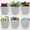 Large Pegboard Cups, 6Pack Peg Board Square Storage Bins With Hooks (Grey) - color: Grey