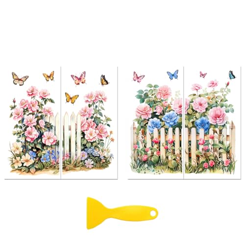 Peacoblue Fence and Roses Rub On Transfers for Furniture Craft 6"x12" - style: Fence and Roses