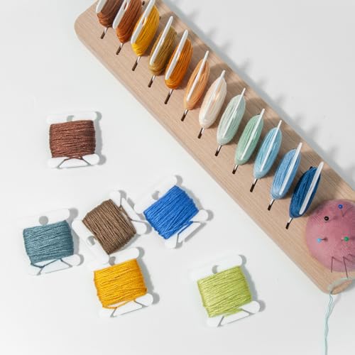Lampstop Bobbin Rack for Embroidery Floss Beech Wood Floss Organizer (Rectangle) - color: Rectangle