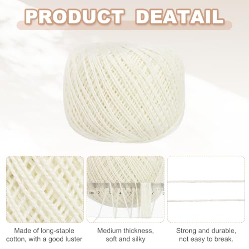 MECCANIXITY Crochet Thread Pearl Cotton Size 3 Cream White 2 Rolls - color: Cream White