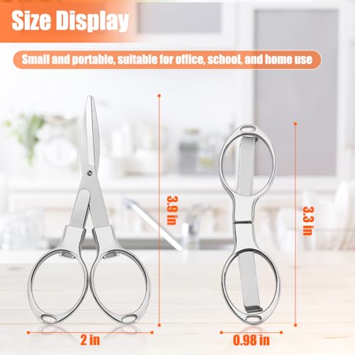 2PCS Folding Scissors, Portable Travel Scissor, Gift for Men Glasses Shaped Mini Shear Telescopic Cutter, Anti Rust Stainless Steel Scissors for Fishing Sewing Home Office-Silvery - color: Silvery