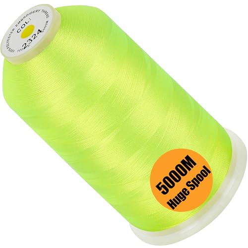 New brothread 5000M Huge Spool Embroidery Machine Thread - Neon Green - color: Neon Green-2324