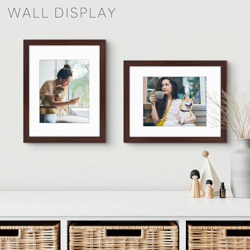 Golden State Art 11x14 Brown Picture Frame Mat for 8x10 Real Glass - color: Walnut, size: 11x14