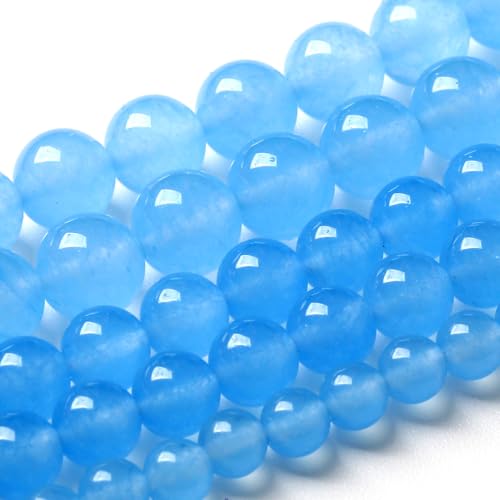 4MM Natural Stone Aquamarine Blue Chalcedony Beads Round Loose Beads for Jewelry Making Bracelet 180pcs 2 Strands 32" - color: Aquamarine, size: 4mm