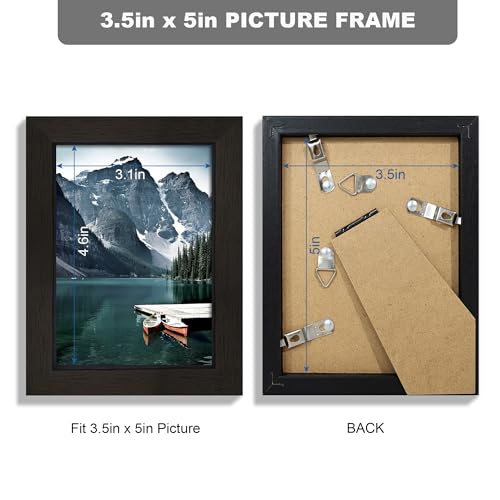 Hongkee 3.5x5 Picture Frame Set of 3 - Made of Real Glass and Black Wooden Frame, 3.5 by 5 small Photo for Wall or Tabletop Display - color: Black, size: 3.5x5 in