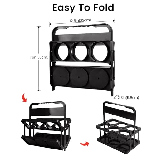 Bodaon 6 Cup Drink Carrier with Handle, Plastic Cup Carriers for Drinks - color: Black, size: 6-Cup