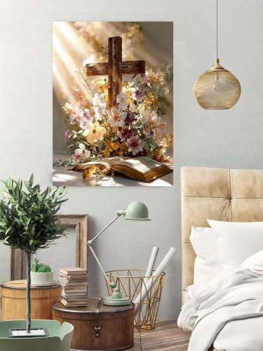 askkqtx Christian Stamped Cross Stitch Kits for Beginners Adults 12x16 in - color: XJ016