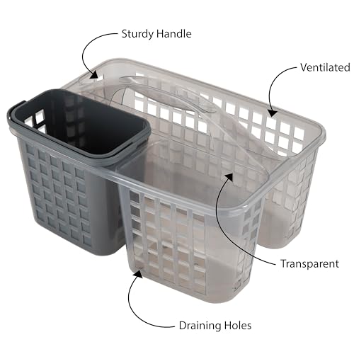 Bath Bliss 2 in 1 Portable, Bathroom Shower Caddy for Shampoo, Conditioner, Soap, and Cosmetics, in Grey Bath Tote (26118-GREY) - color: Grey