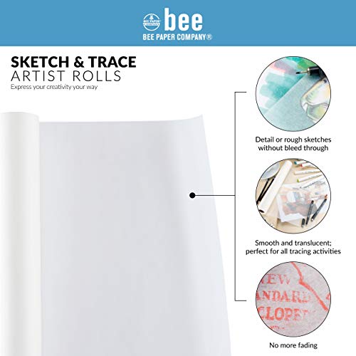 Bee Paper 24" x 20 yds Sketch and Trace Roll, White - color: White, size: 24-inch x 20-yard Roll
