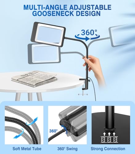 MoKo 10X Floor Magnifying Glass with Light and Stand, Real Glass Lens - color: Black