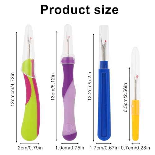 4pcs Seam Ripper Set with Protective Caps, Thread Cutter Hems Stitch Remover Tool for Sewing Knitting Embroidery Quilting Cross Stitching Crafting Fabric Crafts Accessories Supplies Essentials