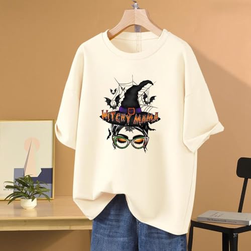 Halloween Iron on Transfer Patches Witch Heat Transfer Vinyl Decals Ghost Pumpkin Spider Web Bat Happy Halloween Design Iron on Vinyl Appliques Large Clothing Patches Iron on Stickers for T-Shirt Bag - color: E