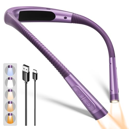 Glocusent Upgraded Neck Light,100Hrs Slimmer Reading Light for Books in Bed - color: Purple