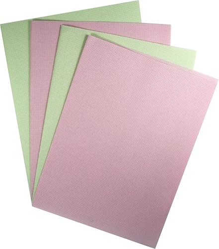 KCS 4/6 pc of 12" x 18" 30cmx45cm 16CT Counted Cotton Aida Cloth Cross Stitch Fabric (Pink+Light Green, 4 pc) - color: Pink+light Green, size: 4 pc