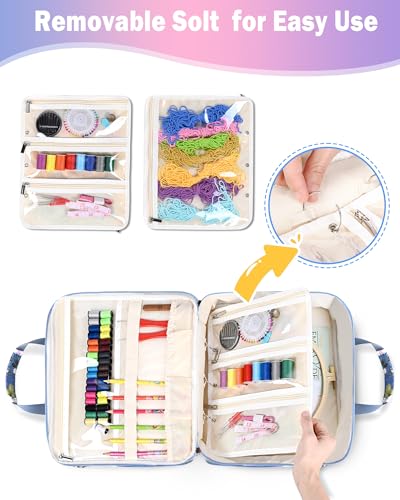 Telawsfun Embroidery Project Bag Organizer, Embroidery Supply Storage Bag with Removable Binder, Portable Carrying Tote for Thread Tools and Accessoriess, Bag Only (Flower) - color: Flower