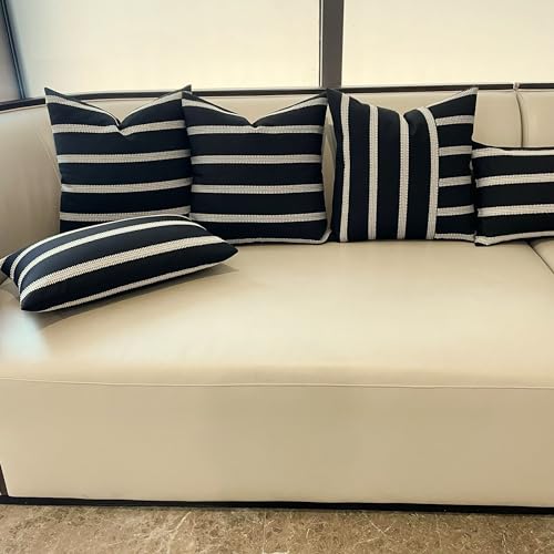 Slow Cow Square Throw Pillow Cover Stripe 18 x 18 Inches Black Off White - color: Stripe-black, size: 18" x 18" (Pack of 1)