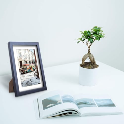 WUTL 5x7 Picture Frames Solid Wood 4x6 Photo Frame with Mat Black 6 Pack - color: Black, size: 5x7