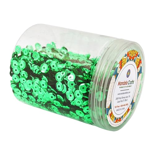 Mandala Crafts 6mm Cup Round Emerald Sequins for Sewing Embroidery - color: Emerald, size: 6mm Cup Sequins