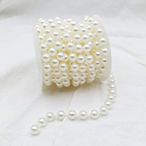 10MM Beaded Trim Ivory Crafts Faux Pearl Beads Garland Roll Strand 20FT - color: Ivory, size: 10mm