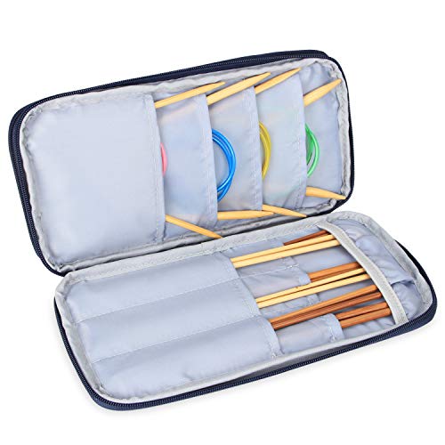 Teamoy Knitting Needles Organizer, Travel Crochet Hook Case, Blue Cats - color: Blue Cats