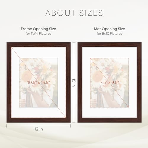 Golden State Art 11x14 Brown Picture Frame Mat for 8x10 Real Glass - color: Walnut, size: 11x14