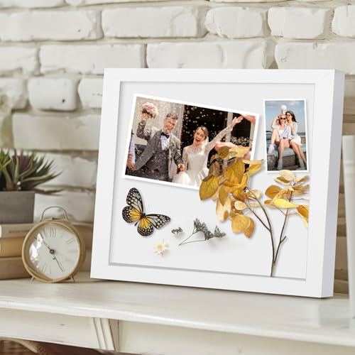 Muzilife 8x10 Shadow Box 3D Picture Frames, Wood & Glass, 3 Pack, White - color: 3pc 8x10-white
