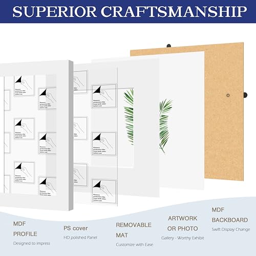 An&He 6x6 Picture Frames Set of 4, Displays 4x4 with Mat or 6x6 Without Mat Photos, Square Collage Wall Decor for Gallery, Tabletop & Wall Decor, White - color: White-4, size: 6x6