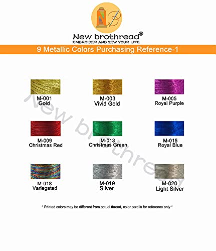 New brothread 9 Basic Colors Metallic Embroidery Machine Thread Kit - color: 9 Metallic Colors -1