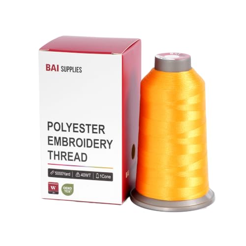BAI Polyester Embroidery Machine Thread 5000 Yards Marigold Orange+108 - color: Marigold Orange+108