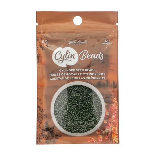 John Bead 25g Cylin Beads Opaque Forest Green 11/0 Glass Cylindrical Seed Beads for Jewelry Bracelets Necklaces Earrings Making Embroidery - color: Forest Green