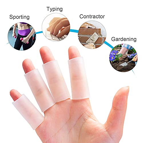 Sumifun Finger Sleeves, 8PCS Gel Thumb Finger Tubes for Arthritis, Trigger Finger Pain, Silicone Fingers Protector for Golf, Basketball, Golf, Rugby, Cracked Finger - color: 4pair(8pcs)
