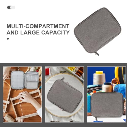 Healifty Circular Knitting Needle Case Wire Loop Needle Bag with Multi-Compartment Organizer for Crochet Hooks Knitting Accessories and Circular Storage Portable Craft Carrying Bag 8.66X6.69X1.77In