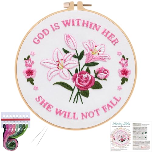 Louise Maelys Easter Tulip Rose Embroidery Kit for Beginners DIY - color: Easter Flowers