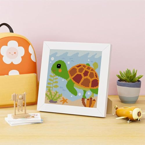 Lzyueyuan Turtle Cross Stitch Kits for Beginners, Stamped Cross Stitch for Adults with Framed,Crafts for Girls 8-12 Embroidery Kit,11CT Cross-Stitch Arts and Crafts for Adults 8.7inX8.7in - color: Cross Stitch-1222-8
