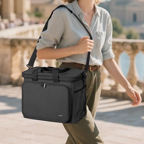 Teamoy Crochet Bag, Knitting Bag Yarn Storage Tote, Yarn Organizer, Black - color: Black
