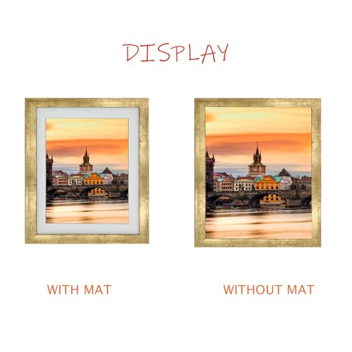 11x13 Photo Frame Gallery Picture frame with 8x10 mat,Freestanding and Wall Mountable,Gold - color: Gold, size: 11x13