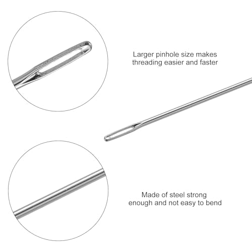 uxcell 25Pcs Hand Sewing Needles, 2 Inch Length Large Eye Stitching Needles Metal Sewing Needle Easy to Thread for Sewing Mending - size: 2"
