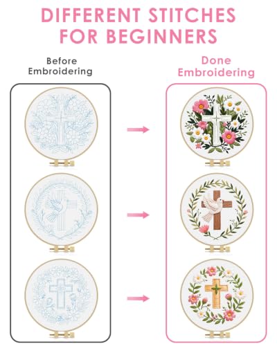 TINDTOP Embroidery Kit for Adult, Embroidery DIY Starter Kit - color: Cross