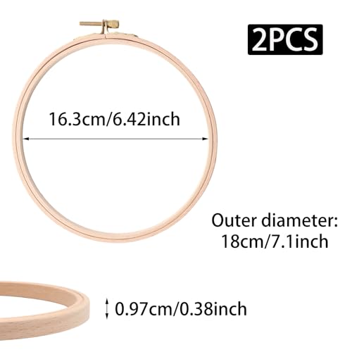 Mormchlots 2Pcs 7 Inch Wood Embroidery Hoops - size: 7 inch