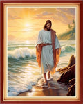 Funchey Stamped Cross Stitch Kits, DIY Cross Stitch Pattern for Adults Beginners Needlepoint Kits Embroidery Kit Arts and Crafts 11CT&Jesus by the Sea 16x20 inchs - color: HandicraftColor07