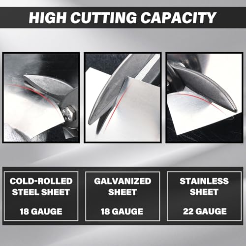 HAUTMEC 3 Pcs Aviation Tin Snips for Cutting Metal Sheet, Heavy-Duty CR-V Metal Shears, 10" Sheet Metal Cutter Tools with Safety Lock & Ergonomic Grip for Straight, Left & Right Cuts – HT0068 - style: Model 1