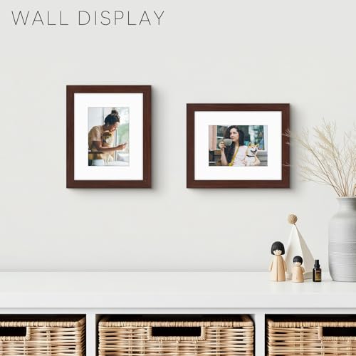 Golden State Art 8x10 Brown Picture Frame Mat for 5x7 Real Glass - color: Walnut, size: 8x10