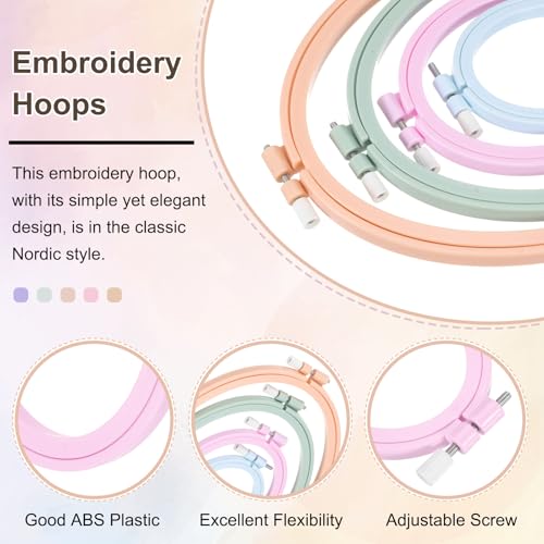 PATIKIL 2 Pieces 3.1" x 3.9" Oval Embroidery Hoops, Adjustable Cross Stitch Hoops Ring ABS Plastic Embroidery Frame Punch Needle Hoop for Sewing, Needlework, DIY Craft, Light Purple - color: Light Purple, size: 3.1" x 3.9"