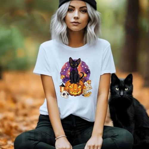 4 Packs Halloween Iron on Patches for Clothing Pink Pumpkin Ghost Heat Transfer Vinyl HTV Decals Black Cat Bat Spider Cat Pattern Iron on Transfer Stickers for T-Shirt Clothes Pillow Hoodie DIY Craft - color: H