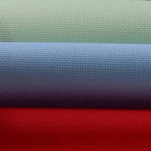 KCS 3 pc of 15" x 18"(38cmx45cm) Counted Cross Stitch Cotton Aida Cloth Needlework Rolled Fabric Box,18CT,Light Blue+Light Green+Red - color: Light Blue+light Green+red, size: 18CT