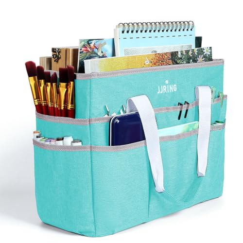JJRING Craft Organizer Tote Bag Large Art Storage Caddy Sky Blue - color: Sky Blue, size: Large