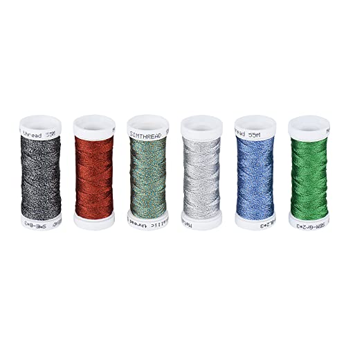 Simthread 6 Colors 3-Ply Metallic Shuttle Tatting Yarn 50 Meters Each for Shuttle Tatting Jewellery lacemaking #3 - color: Color 3