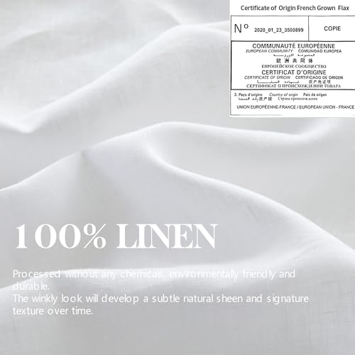 Simple&Opulence 100% French Linen Sheet Set Breathable Durable for Hot Sleepers Bedding 4 Pcs - 1 Flat Sheet,1 Fitted Sheet,2 Pillowcases with Hemstitch Lace Embroidery Design (White, Queen) - color: Hemstitch White, size: Queen