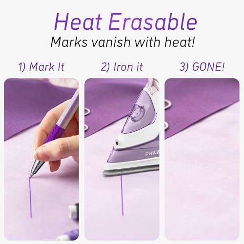 Lange & König 4x Tailors Chalk + Heat Erasable Fabric Marking Pens for Sewing - Sewing Supplies Quilting Supplies Table Accessories Embroidery Pen Tailors Chalk Alternative - color: Chalk + Heat Erasable Pens